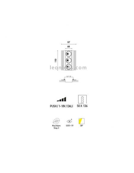 Dimensions Noir Foster Trimless 3 Asymétrique ArkosLight | Éclairage LeonLeds