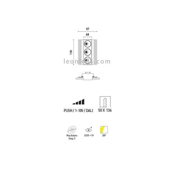 Dimensões Preto Foster Trimless 3 Assimétrico ArkosLight | Leon Iluminação LED