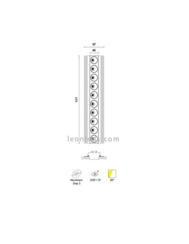 Dimensiones Donwlight LED Black Foster Asymmetric Trimless 10 ArkosLight | LeonLeds Iluminación