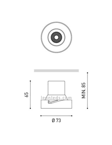 Medidas Shot light Trimless LED 6.5W de ArkosLight