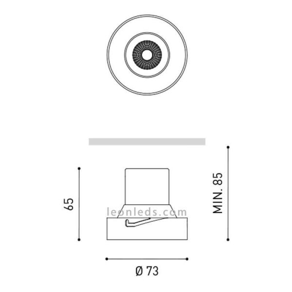 Medidas Shot light Trimless LED 6.5W de ArkosLight