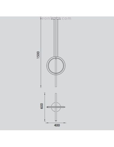 Dimensiones Lámpara de techo aros LED KiteSurf 48W 7141 7191 Mantra | LeonLeds Iluminación