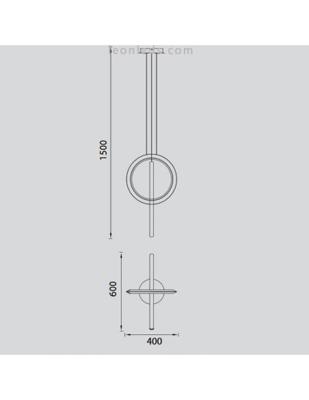Dimensiones Lámpara de techo aros LED KiteSurf 48W 7141 7191 Mantra | LeonLeds Iluminación