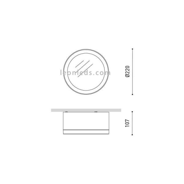 Dimensions du plafonnier ArkosLight Stram Surface 1 10,5W