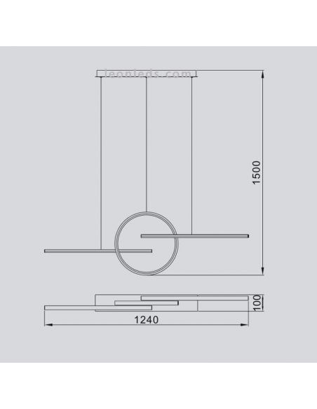 Dimensões Luminária suspensa LED linear KiteSurf 7140 7190 Mantra | Leon Iluminação LED