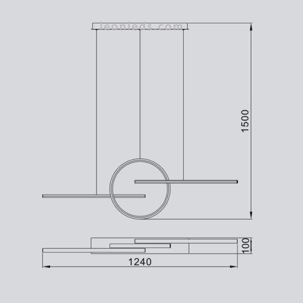 Dimensiones Lámpara colgante LED lineal KiteSurf 7140 7190 Mantra | LeonLeds Iluminación