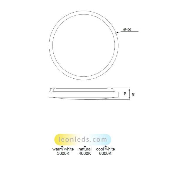Dimensiones Plafón LED clasíco Naxos 40W 6451 Mantra | LeonLeds Iluminación