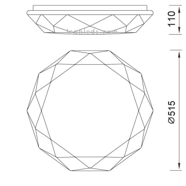 Dimensiones Plafón LED Diamante Mantra | LeonLeds Iluminación