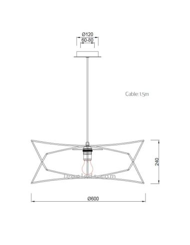 Dimensões Grande Luminária Suspensa Polinésia 7130 Mantra | Leon Iluminação LED