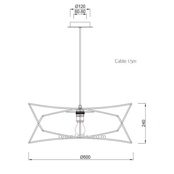 Dimensions Grande suspension d'extérieur Polynesia 7130 Mantra | Éclairage LeonLeds