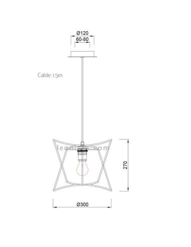 Dimensiones Lámpara colgante de Exterior moderna Polinesia 7131 Mantra | LeonLeds Iluminación