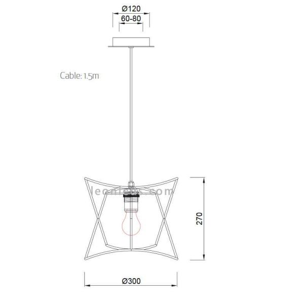 Dimensiones Lámpara colgante de Exterior moderna Polinesia 7131 Mantra | LeonLeds Iluminación