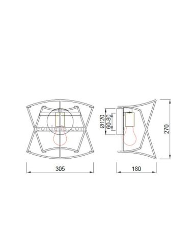 Dimensions Applique murale d'extérieur moderne Polynésie Beige Foncé 7133 | Éclairage LeonLeds