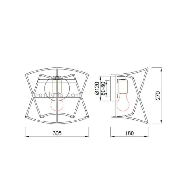 Dimensiones Aplique de exterior moderno Polinesia Beige Oscuro 7133 | LeonLeds Iluminación