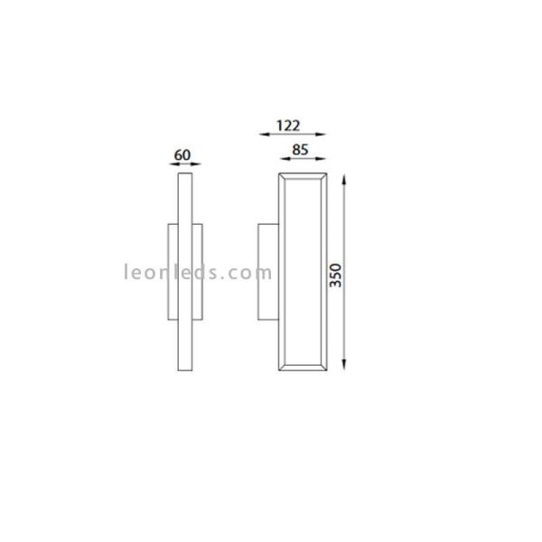 Dimensions Durban Applique murale LED blanche par Mantra 7197 | Éclairage Léonleds