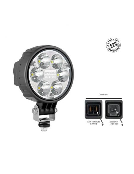 Faro Redondo Con Conector 6 LEDs 12-24V  -Homologado E20- | LeonLeds Iluminación