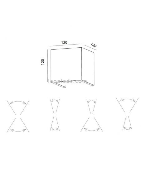 Dimensions Applique murale d'extérieur à LED adressable Taos 7108 Mantra | leonleds