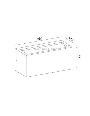 Dimensions Applique d'extérieur rectangulaire Utah de Mantra | Éclairage LeonLeds