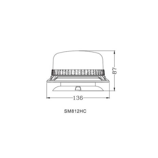 Dimensiones Rotativo LED Magnetico Azul Homologado Agropar | LeonLeds Iluminación