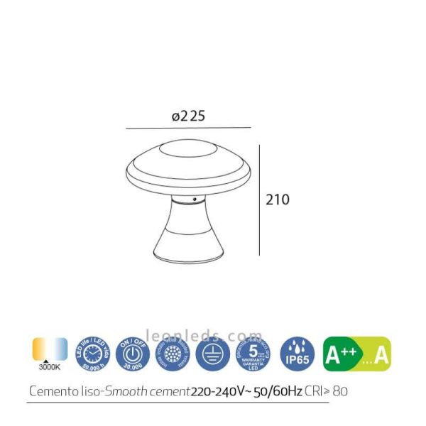 Dimensiones Baliza LED de Exterior Taos 7105 Mantra | LeonLeds Iluminación