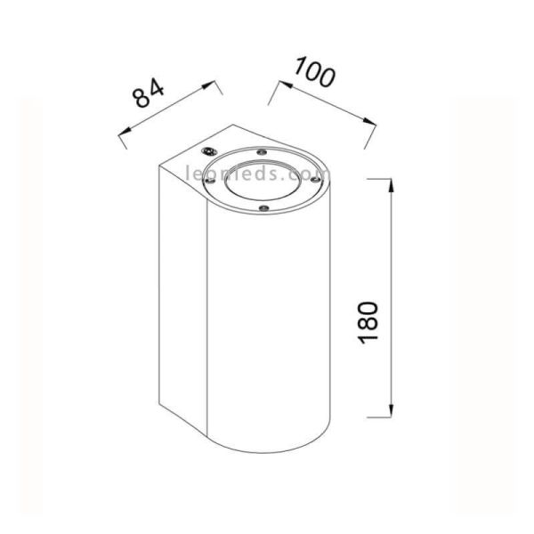 Medidas Aplique exterior cemento Levi Mantra | LeonLeds Iluminación