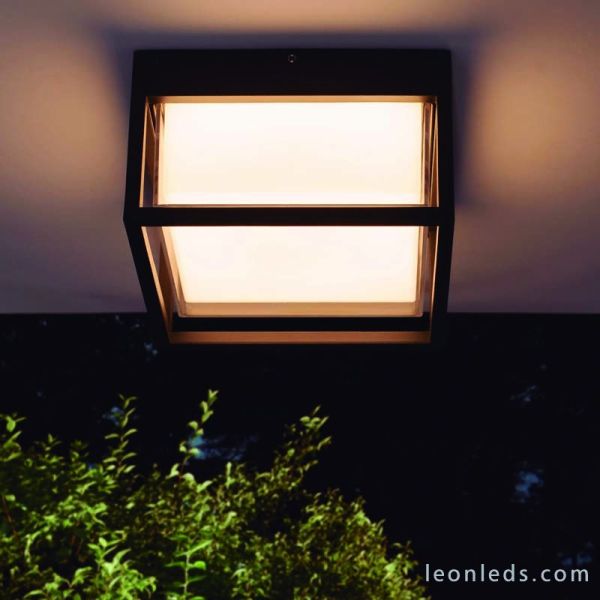 Plafón Aplique exterior cuadrado LED Chamonix 7060 Mantra | LeonLeds Iluminación