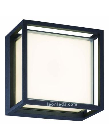 Plafón Aplique exterior cuadrado LED gris oscuro Chamonix 7060 Mantra | LeonLeds Iluminación