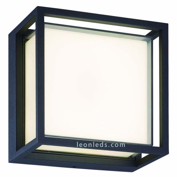 Plafón Aplique exterior cuadrado LED gris oscuro Chamonix 7060 Mantra | LeonLeds Iluminación