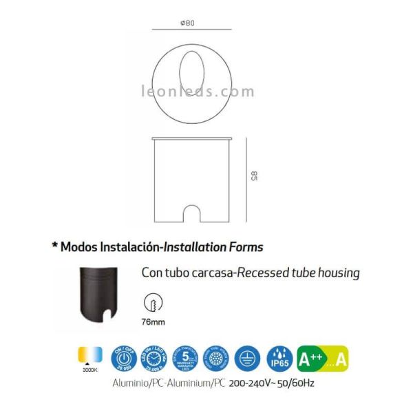 Dimensiones Aspen Mantra 7021 7022 7023 | LeonLeds Iluminación