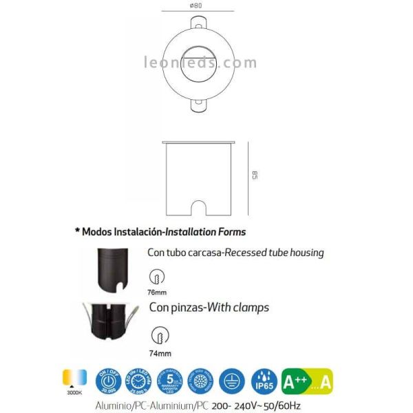 Dimensiones Aspen de Mantra | LeonLeds Iluminación