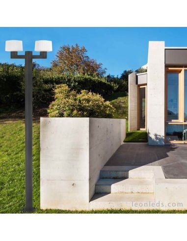 Farola de jardín con 2 brazos Muffin Faro Barcelona | LeonLeds Iluminación