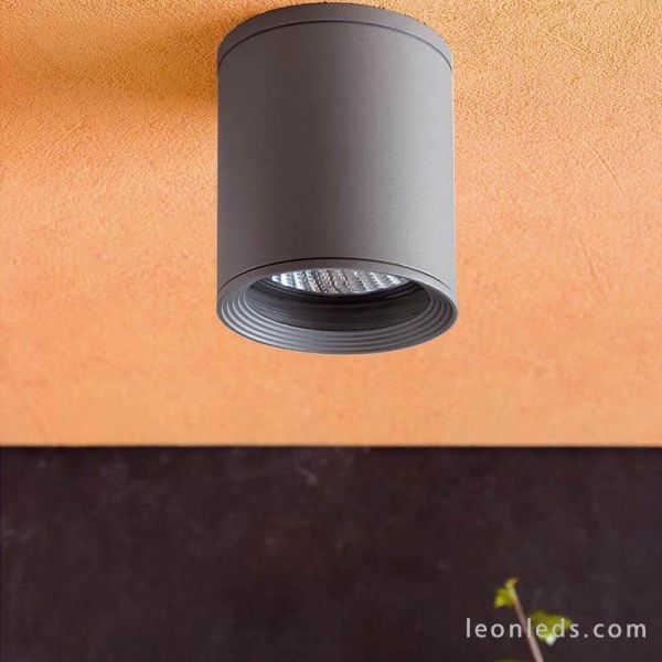 Plafón moderno de exterior gris oscuro redondo Tasa 70806 | Faro Barcelona