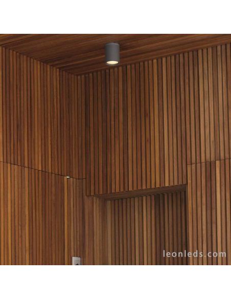 Plafón moderno de exterior gris oscuro redondo Tasa 70806 de Faro Barcelona | LeonLeds Iluminación