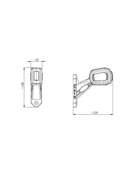 Dimensions Klaxon LED remorque 3 fonctions court Horpol | Éclairage LeonLeds
