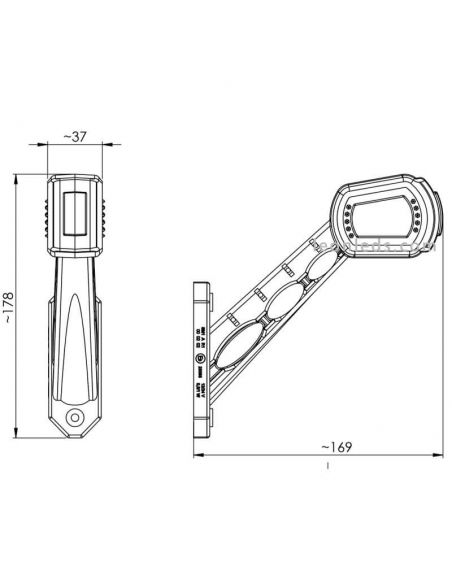 Dimensions Avertisseur LED long 3 fonctions LDCC2698 LDCC2699 | Éclairage LeonLeds