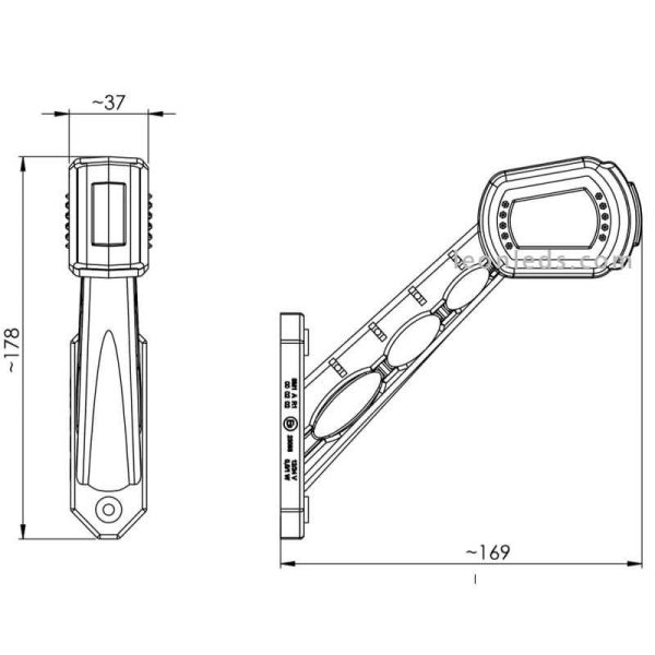 Dimensiones Cuerno LED largo 3 funciones LDCC2698 LDCC2699 | LeonLeds Iluminación