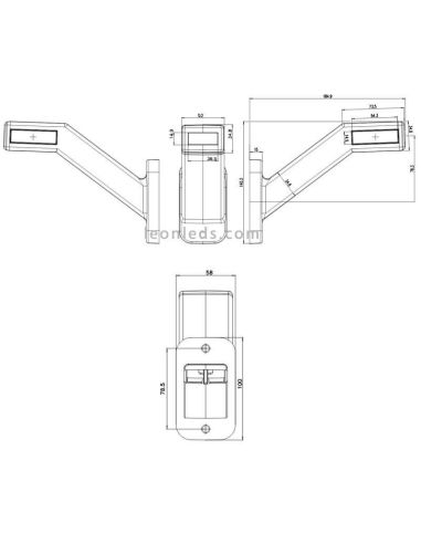 Dimensions Avertisseur long à LED avec clignotant W168 catégorie 5 | Éclairage LeonLeds