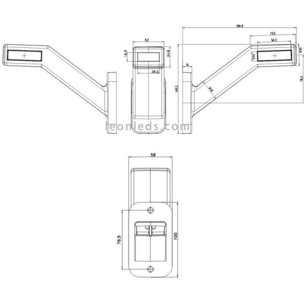 Dimensions Avertisseur long à LED avec clignotant W168 catégorie 5 | Éclairage LeonLeds
