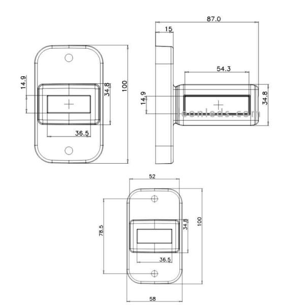 Dimensions Avertisseur court à LED avec clignotant W168 catégorie 5 | leonleds