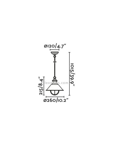 Dimensiones Lámpara de techo exterior blanca y cobre Náutica Faro Barcelona | LeonLeds Iluminación