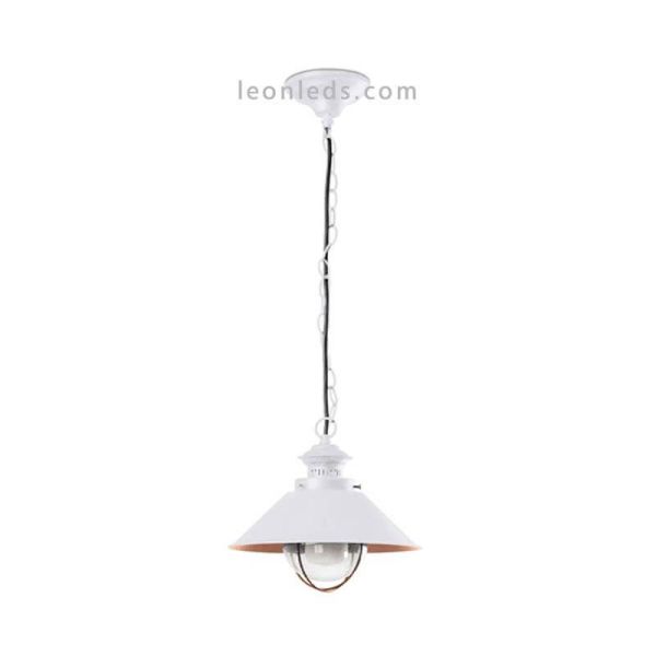 Lámpara de techo exterior blanca y cobre Náutica 71106 Faro Barcelona | LeonLeds Iluminación