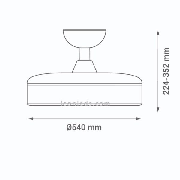 Dimensiones Ventilador de Techo Ness LED sin aspas blanco Sulion | LeonLeds Iluminación