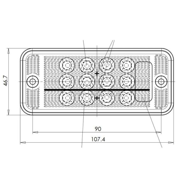 Dimensiones Piloto trasero led pequeño 3 funciones 821 was | LeonLeds Iluminación