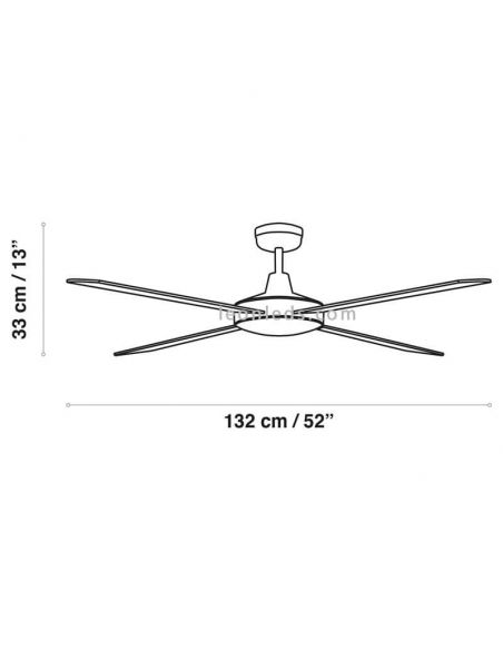 Dimensions du Ventilateur Raki ACB noir et bois | LeonLeds Lighting