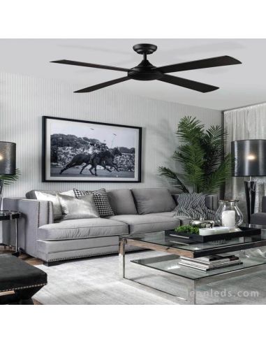 Ventilateur de plafond Raki ACB Lighting noir et bois | LeonLeds Lighting