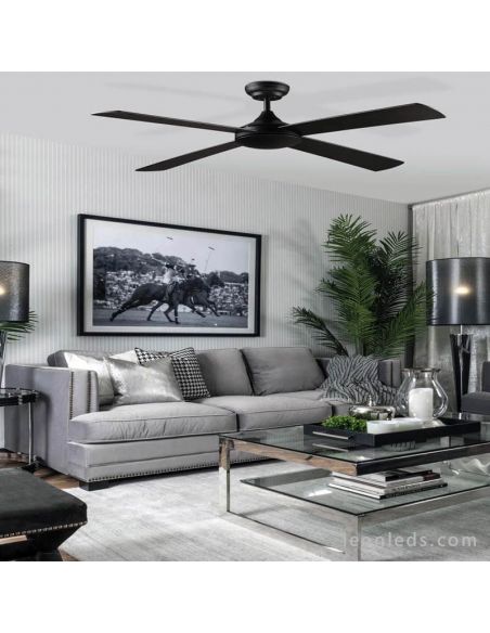 Ventilador de techo negro y madera Raki ACB Iluminación | LeonLeds Iluminación