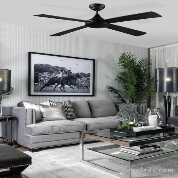 Ventilateur de plafond Raki ACB Lighting noir et bois | LeonLeds Lighting