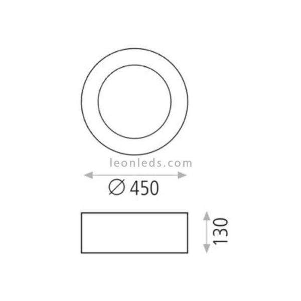 Dimensions Plafonnier LED blanc Dilga avec Smart Control ACB Lighting | Éclairage LeonLeds