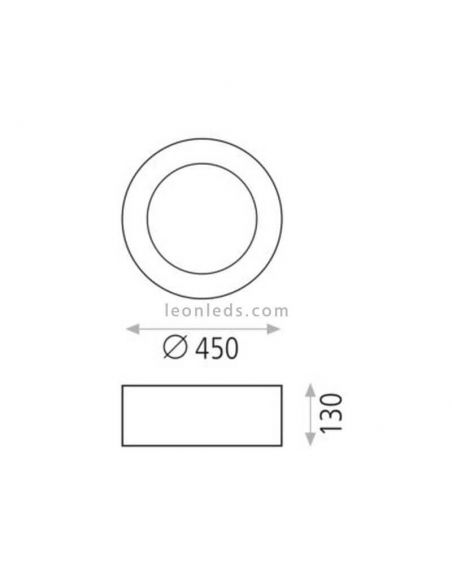 Dimensiones Plafón LED negro Dilga con Smart Control ACB Iluminación | LeonLeds Iluminación