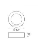 Dimensiones Plafón LED 48W negro Dilga con Smart Control ACB Iluminación | LeonLeds Iluminación